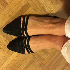 Tesori black suede flats